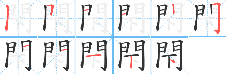 閇字的笔画顺序