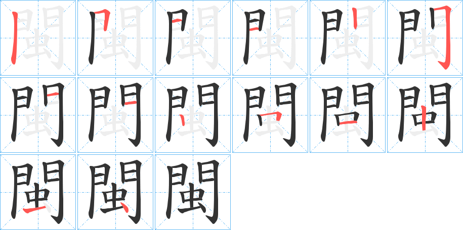 閩字的笔画顺序