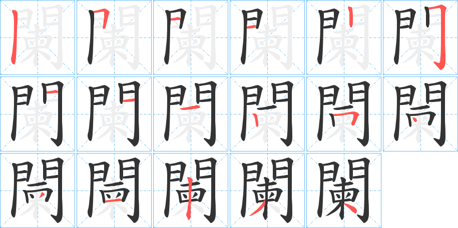 闌字的笔画顺序