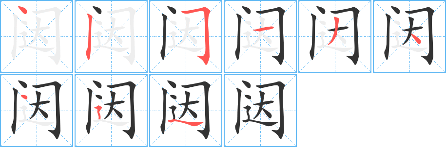 闼字的笔画顺序