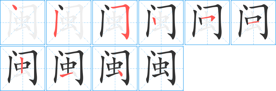 闽字的笔画顺序