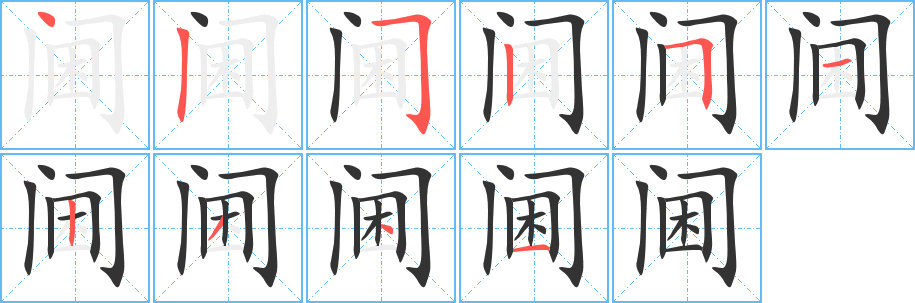 阃字的笔画顺序