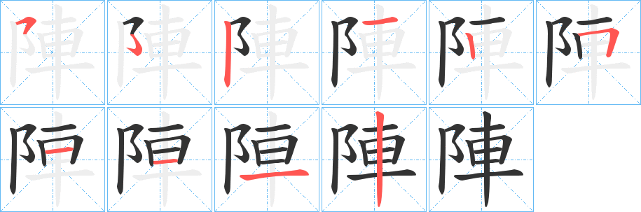 陣字的笔画顺序