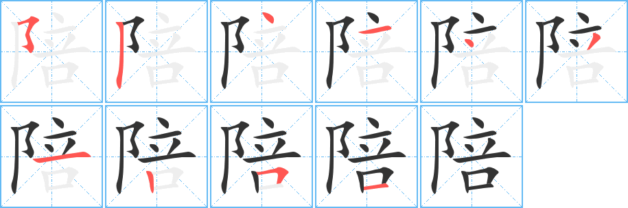 陪字的笔画顺序