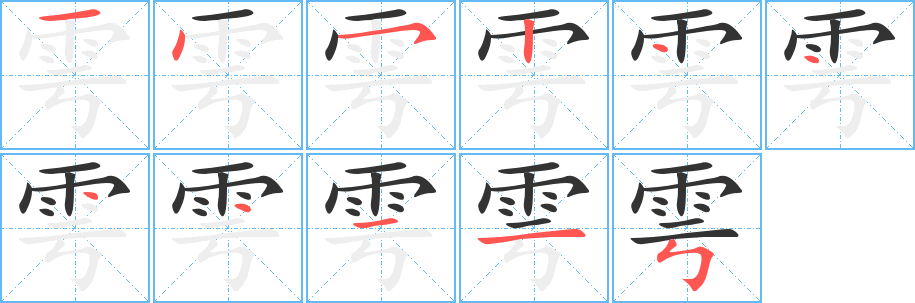 雩字的笔画顺序