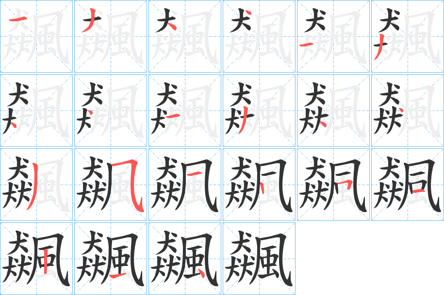 飆字的笔画顺序