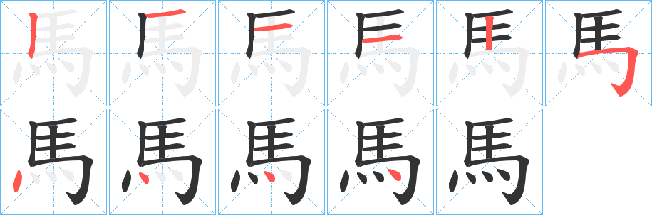 馬字的笔画顺序