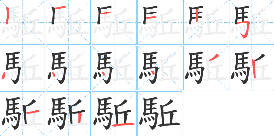 駈字的笔画顺序