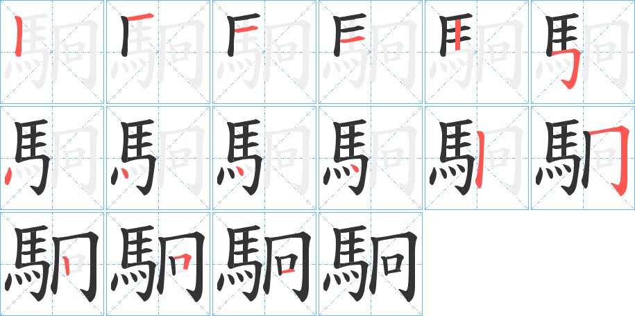駉字的笔画顺序