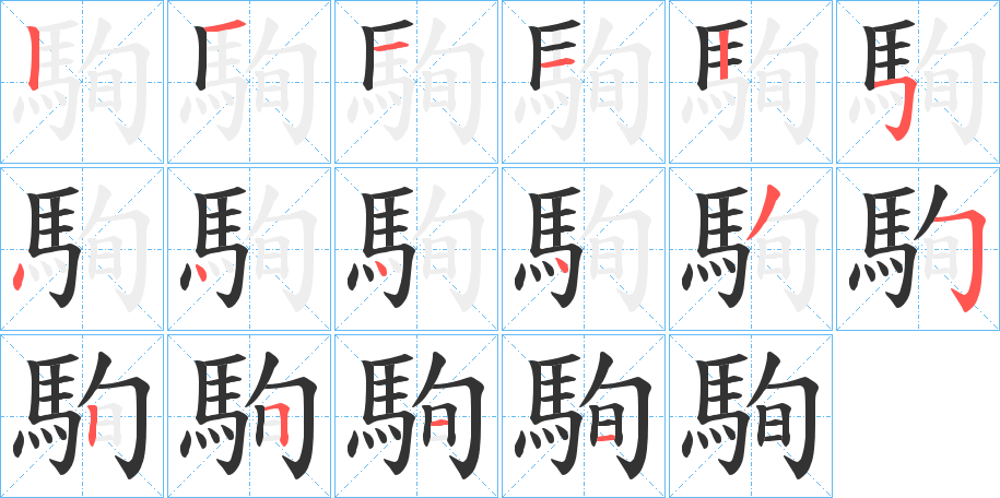 駨字的笔画顺序