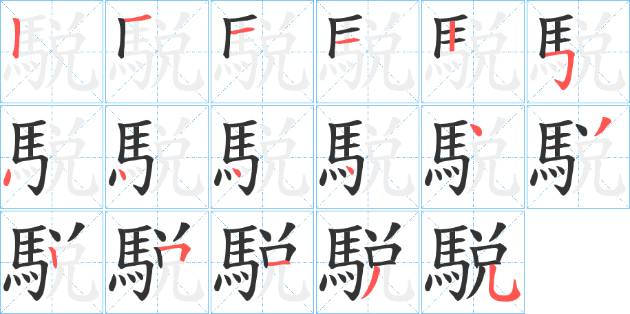 駾字的笔画顺序
