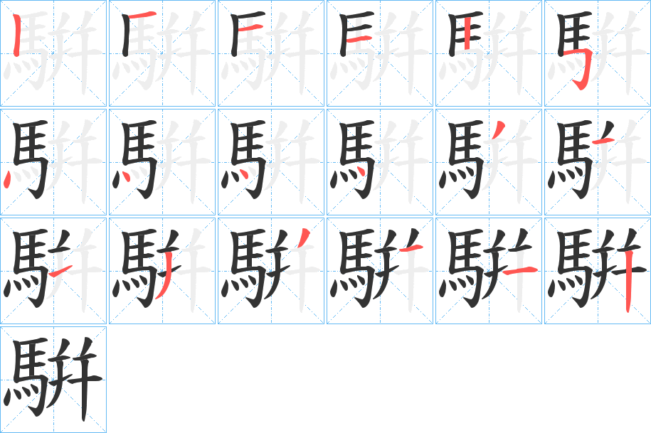 騈字的笔画顺序