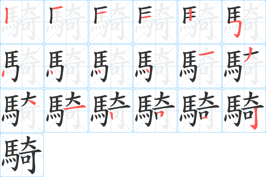 騎字的笔画顺序