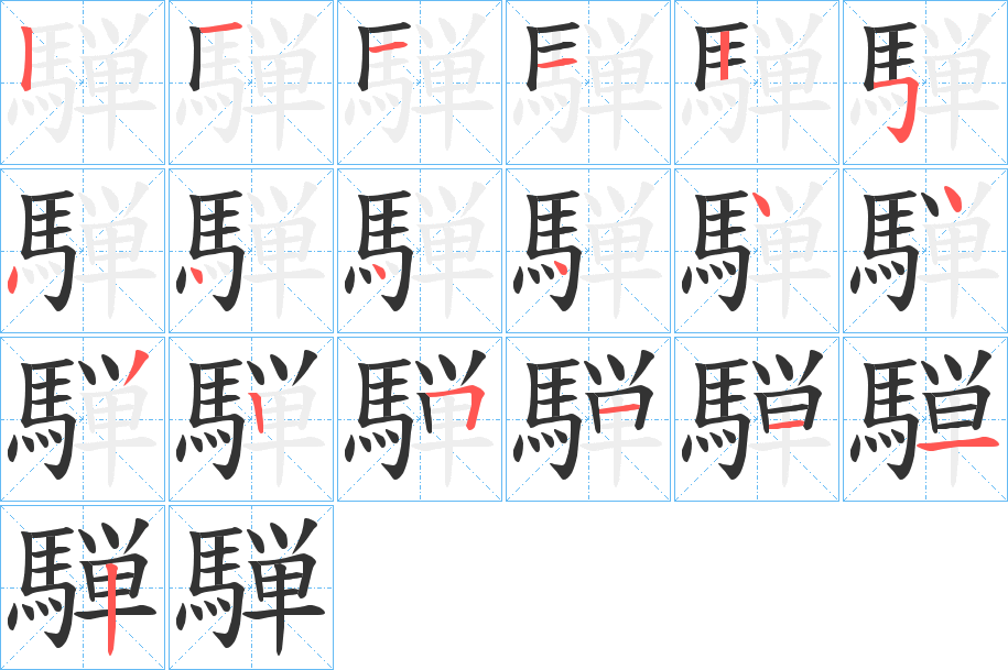 騨字的笔画顺序