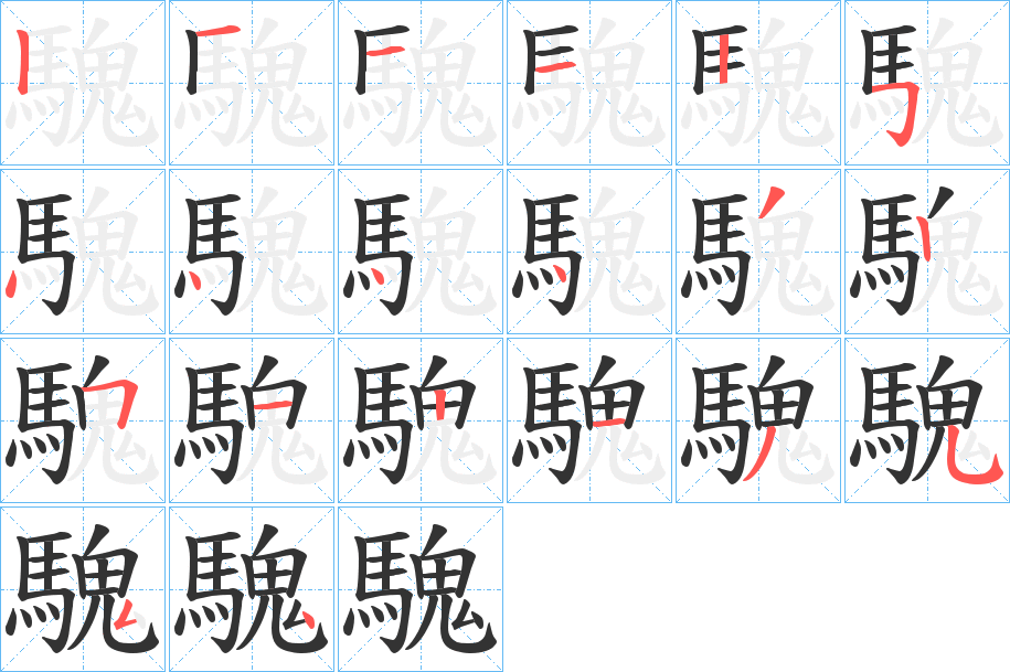 騩字的笔画顺序