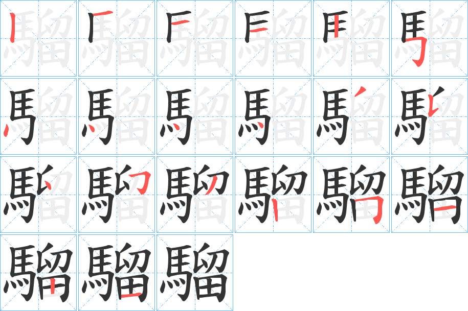 騮字的笔画顺序