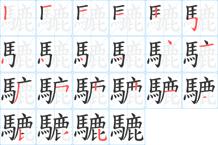 騼字的笔画顺序