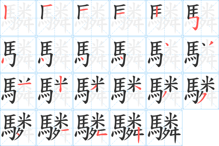 驎字的笔画顺序