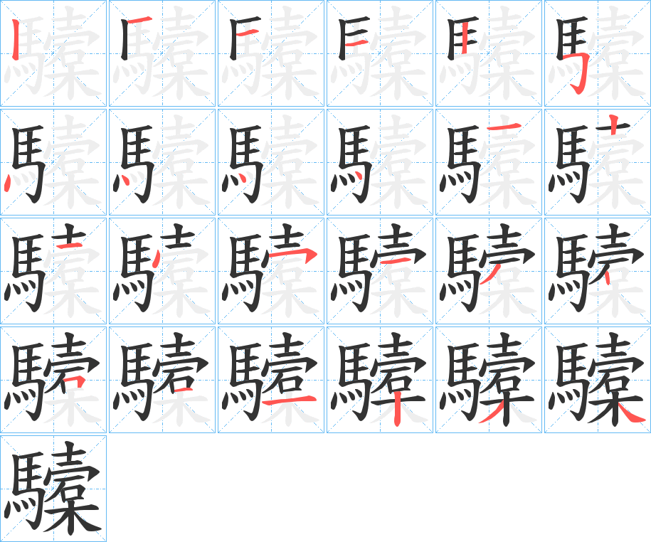 驝字的笔画顺序