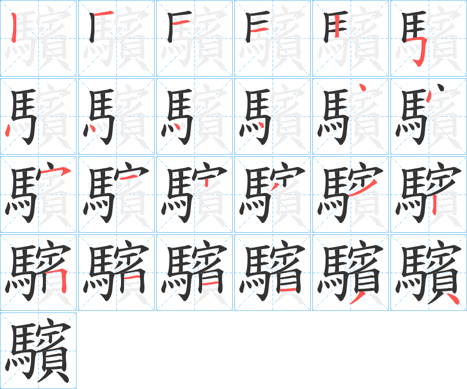 驞字的笔画顺序