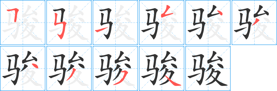 骏字的笔画顺序