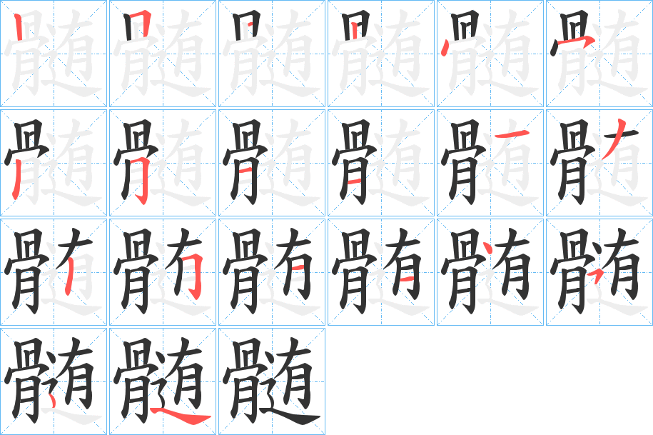 髄字的笔画顺序