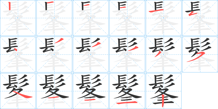 髼字的笔画顺序