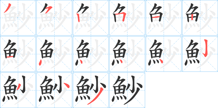 魦字的笔画顺序
