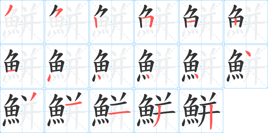 鮩字的笔画顺序