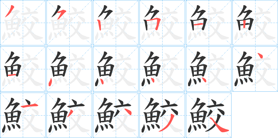 鮫字的笔画顺序