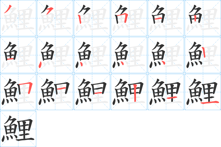 鯉字的笔画顺序