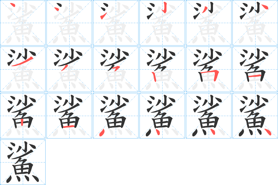 鯊字的笔画顺序