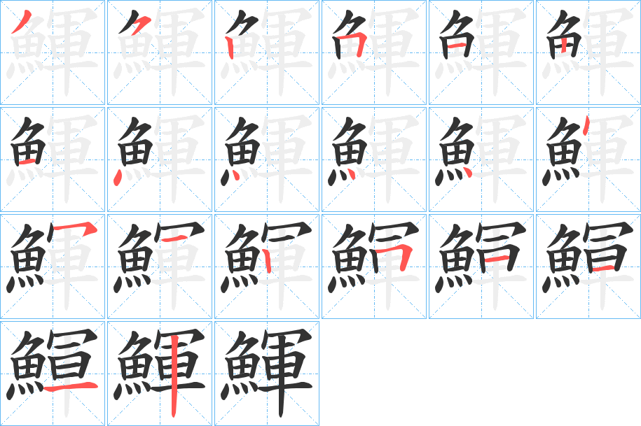 鯶字的笔画顺序