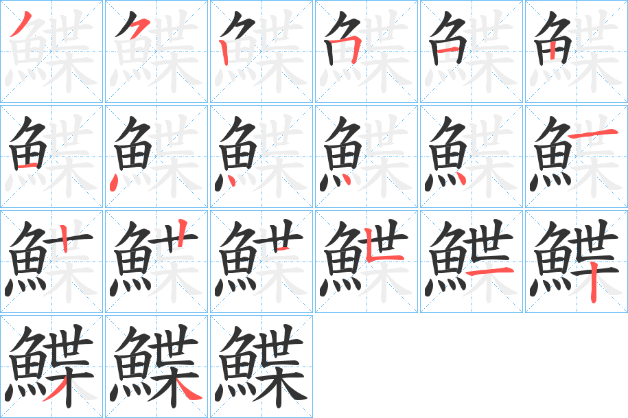 鰈字的笔画顺序