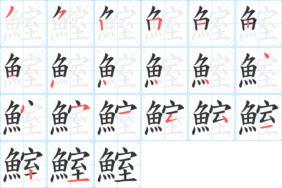 鰘字的笔画顺序