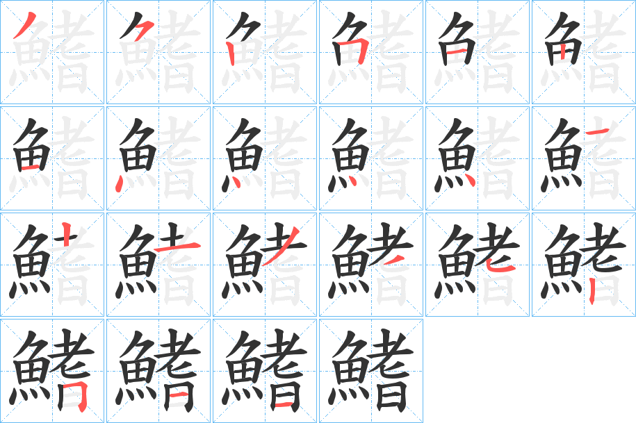 鰭字的笔画顺序