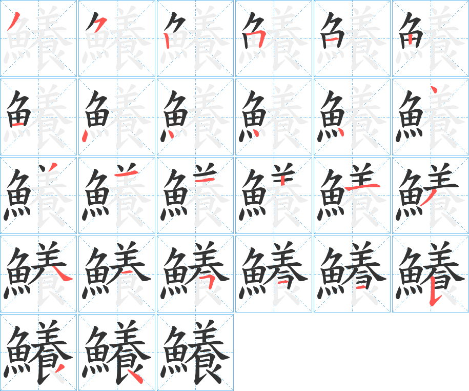 鱶字的笔画顺序