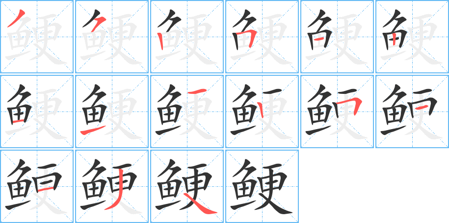 鲠字的笔画顺序