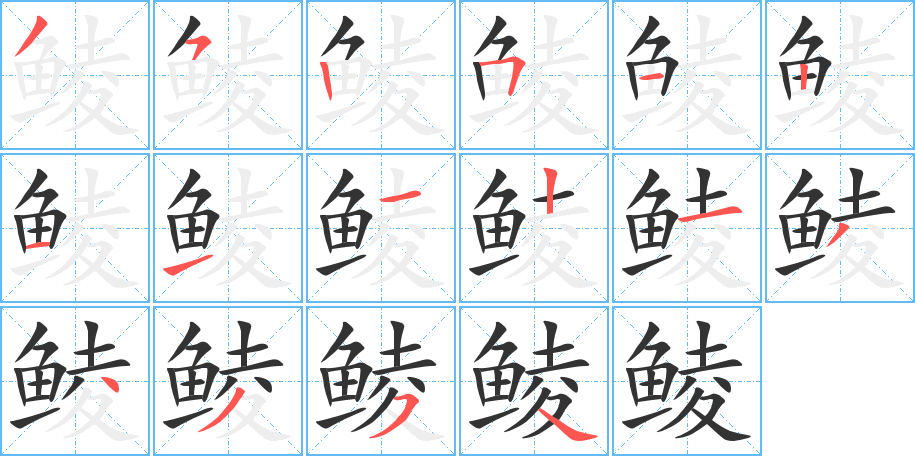 鲮字的笔画顺序