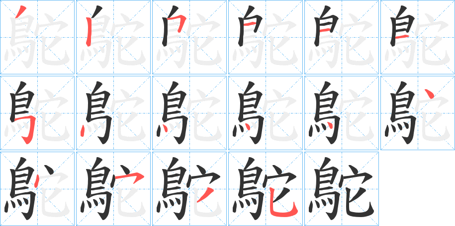 鴕字的笔画顺序