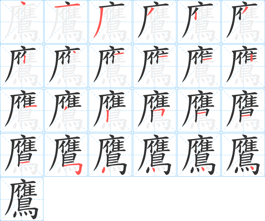鷹字的笔画顺序