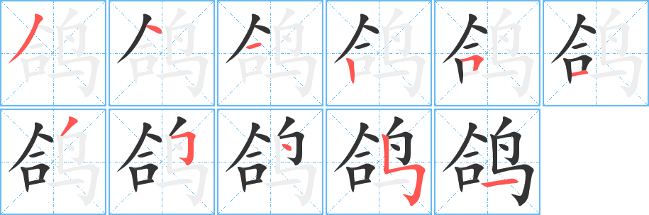 鸽字的笔画顺序