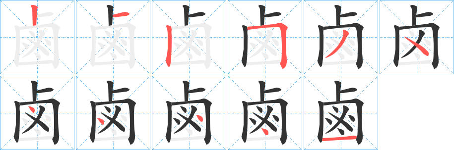 鹵字的笔画顺序